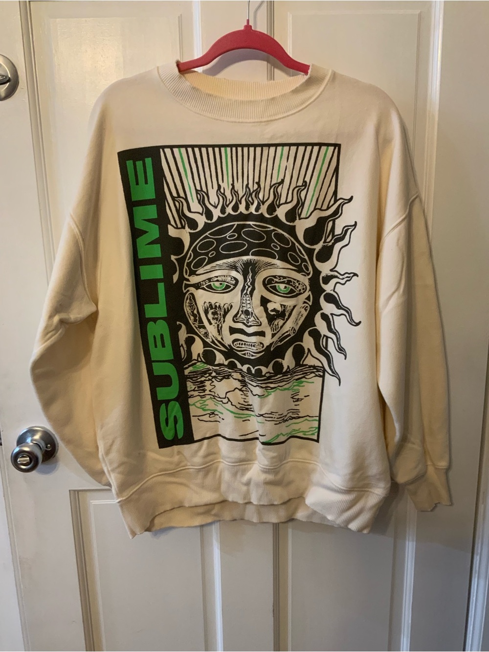 American Eagle Outfitters Cream Crewneck with Sublime Graphic Sweatshirt. XS